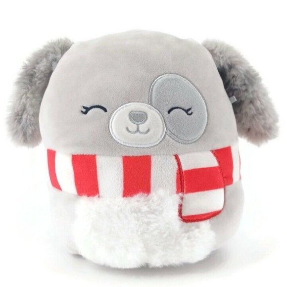 Squishmallow Holiday Ivy The Gray Dog 7.5” With Scarf Kellytoy 2022 Plush Christ - Picture 2 of 12
